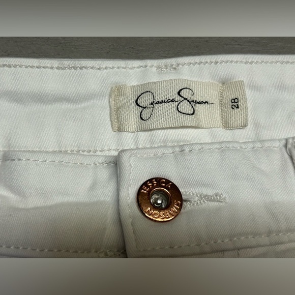 Adored High Rise Ankle Skinny Jeans in White Stretchy Raw Hem Size‎ 28 US 6 - Picture 12 of 13